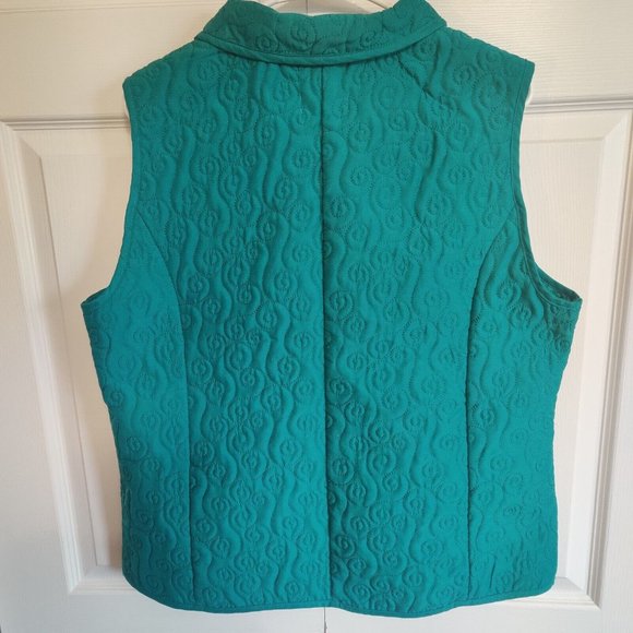 Brunswick Square Women's Teal Vest XL Full Zip Swirl Design - Picture 2 of 6